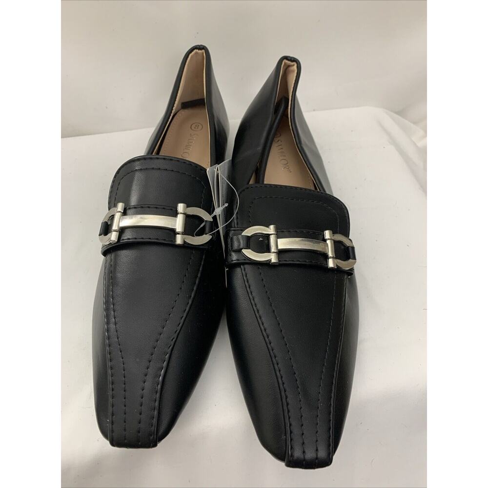 Samilor Black Flats Buckle Womens 8 Business Slip On